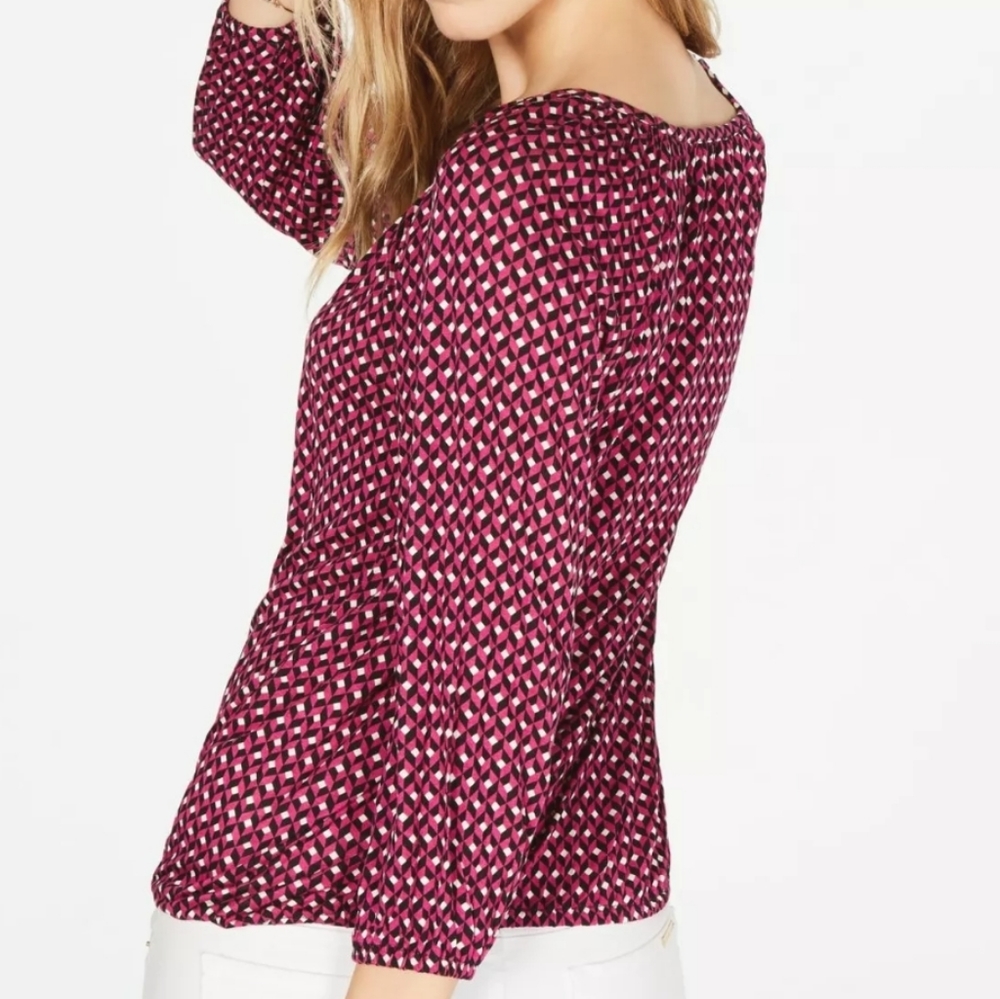 Michale Kors Geo Print Fuschia PL Blouse